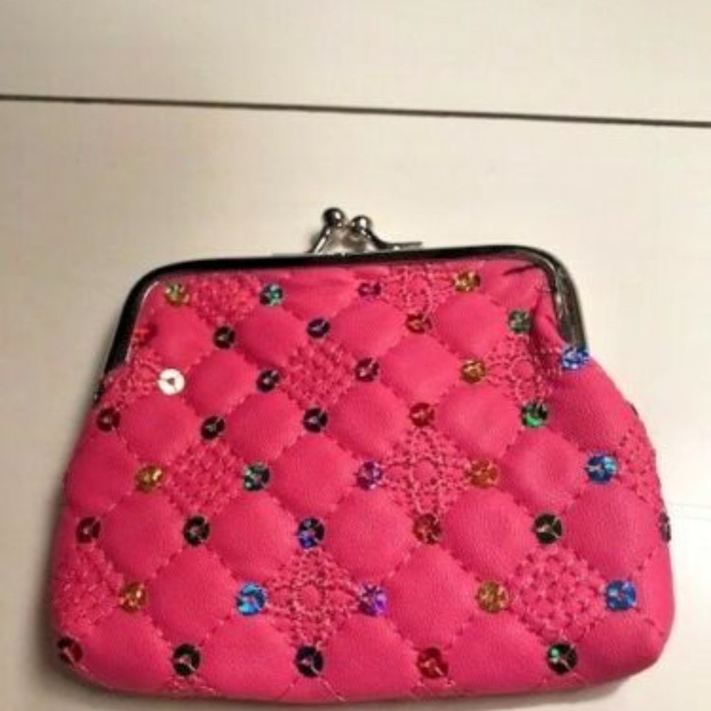 3/$5 Pink Sequin Kiss Lock Coin Purse